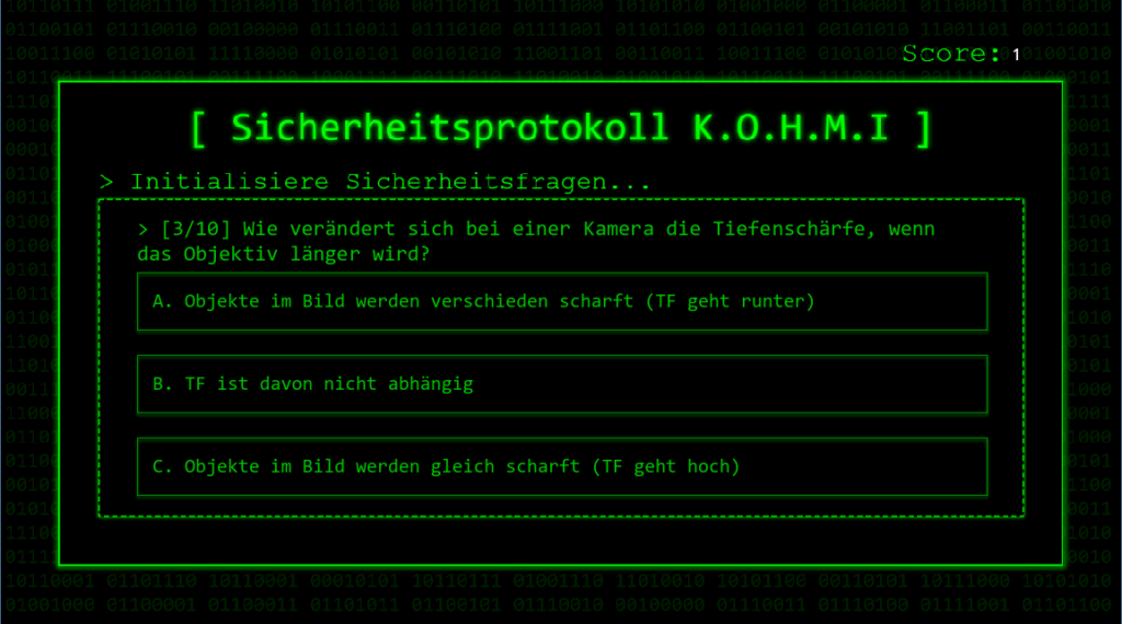 Kohmi Game Engine Spiel 1: Fragen